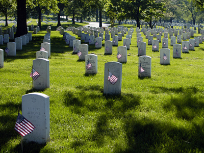 Every Memorial Day, flags are placed on all 260,000 graves at Arlington National Cemetery. (Photo courtesy of U.S. Army) 